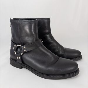 Avellini Boots Womens 7.5 (38) Black Leather Biker Moto Harness
